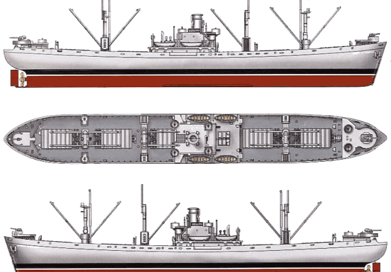 Корабль USS Jeremiah O`Brien (Liberty Ship) - чертежи, габариты, рисунки
